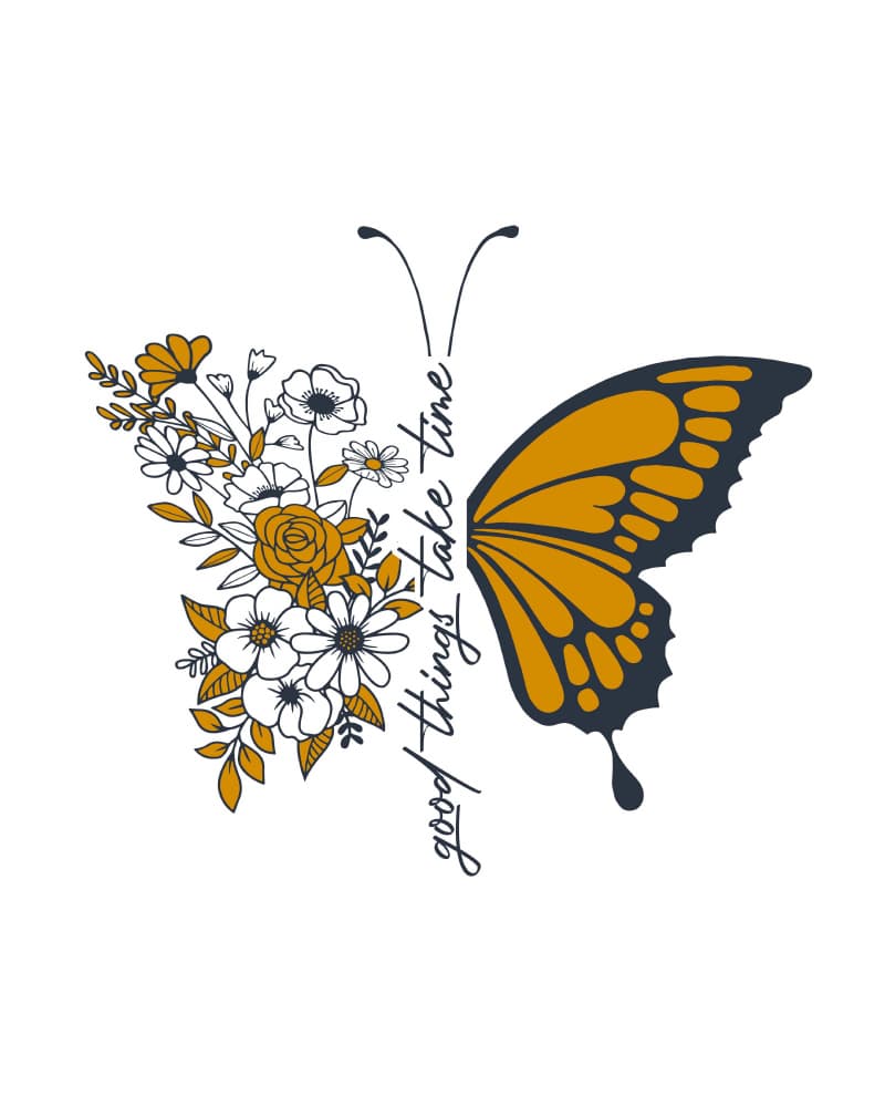 Good Things Take Time Butterfly by Alva Jumath — canvas wall art