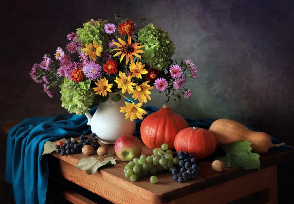 Colorful Autumn Harvest Still Life by Tatyana Skorokhod — canvas wall art