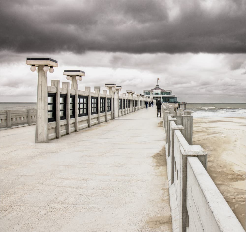 Pier Under Stormy Sky by Gilbert Claes — canvas wall art