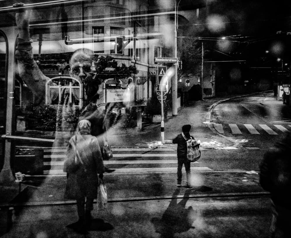 Night Street Reflection by WalkTheCamera — canvas wall art