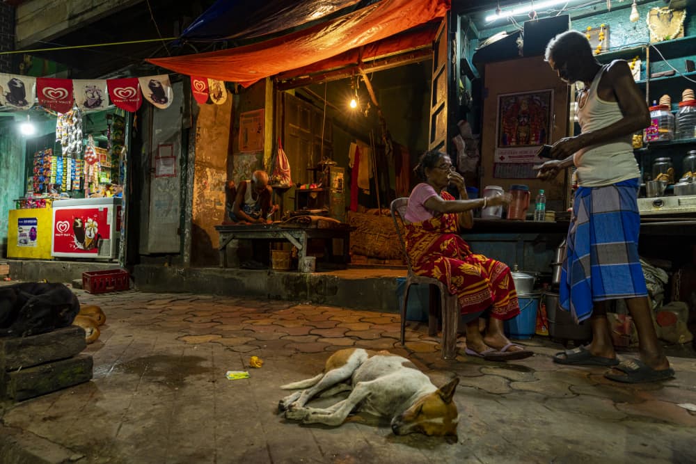 Indian Street Evening by Rajarshi Bhattacharjee — canvas wall art