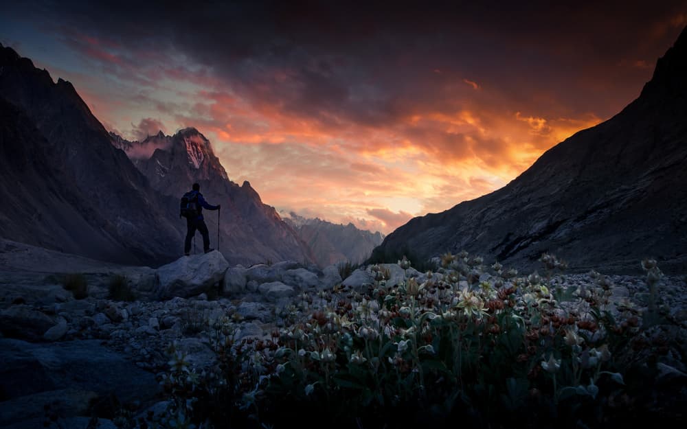 Dramatic Alpine Sunset by qiye — canvas wall art