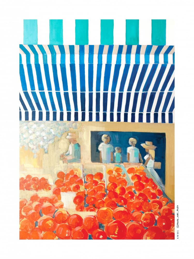 Vibrant Tomato Market by Awol Art Alex — canvas wall art