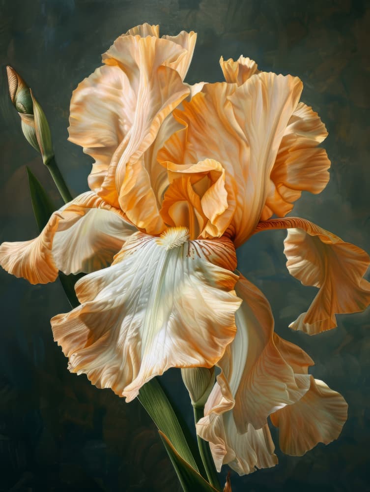 Elegant Peach Iris by Bilge Paksoylu — canvas wall art