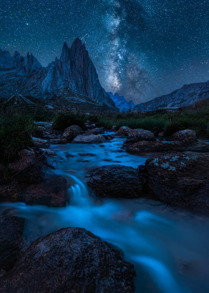 Milky Way Mountain River by Irene Wu — canvas wall art