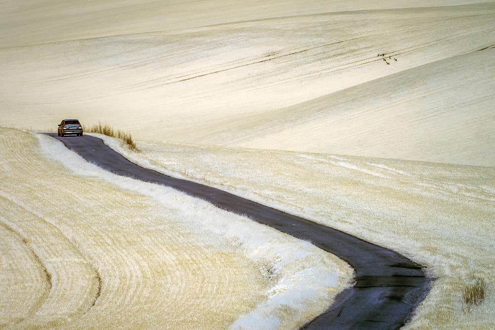 Winding Winter Road by Piotr Krol (Bax) — canvas wall art