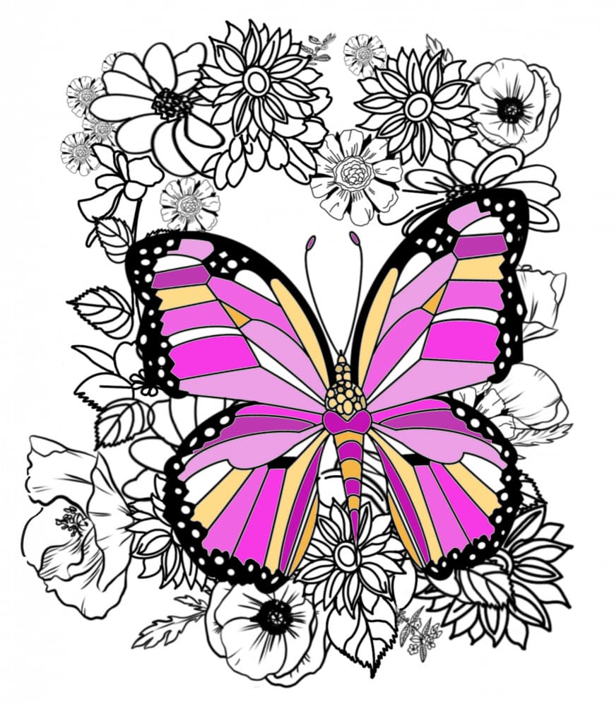 Pink Butterfly Garden by Anda Bieza — canvas wall art