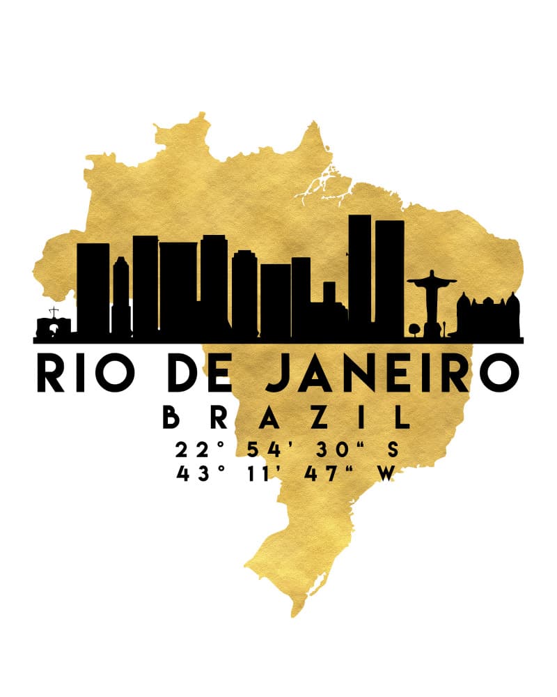 Rio de Janeiro Gold Map by Emiliano Deificus — canvas wall art