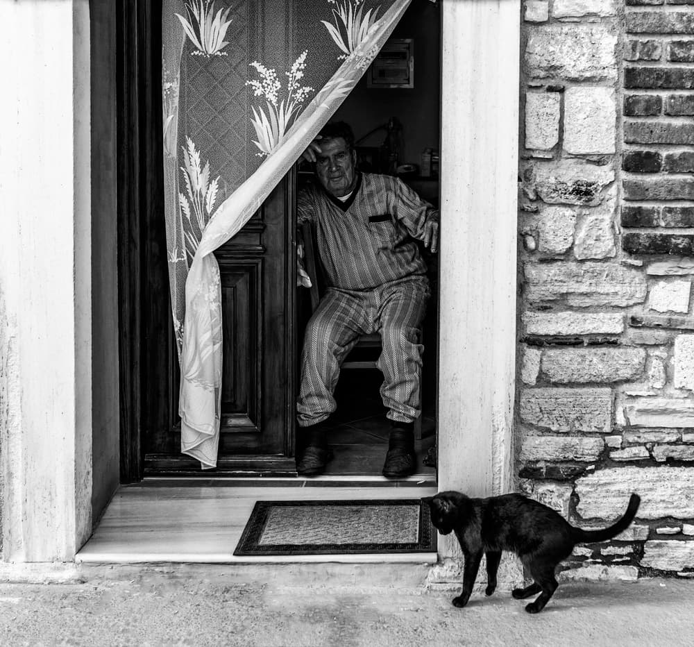 Old Man Black Cat by Ömer Ates Kızıltug — canvas wall art