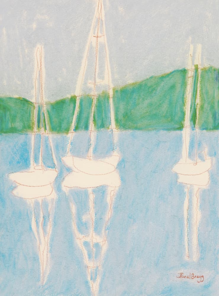 Calm Sailboat Reflections by Janel Bragg — canvas wall art