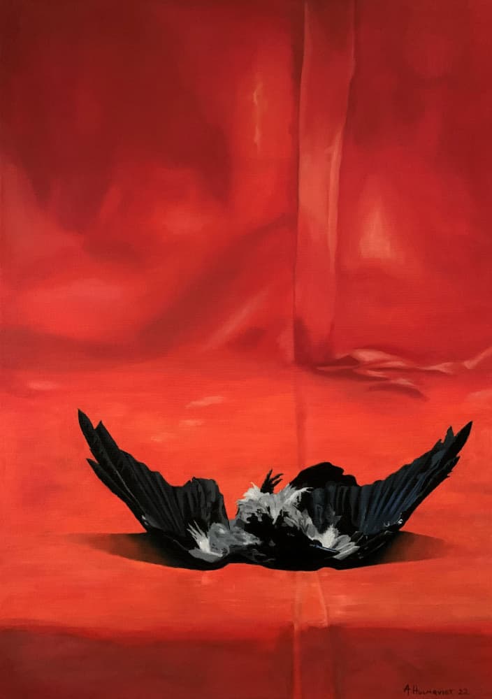 Crimson Bird Still Life by Borgenhag Holmqvist — canvas wall art