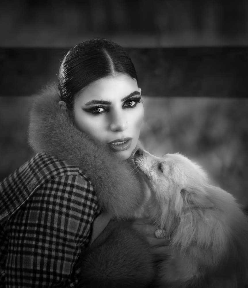 Elegant Woman and Fox by Yanny Liu — canvas wall art