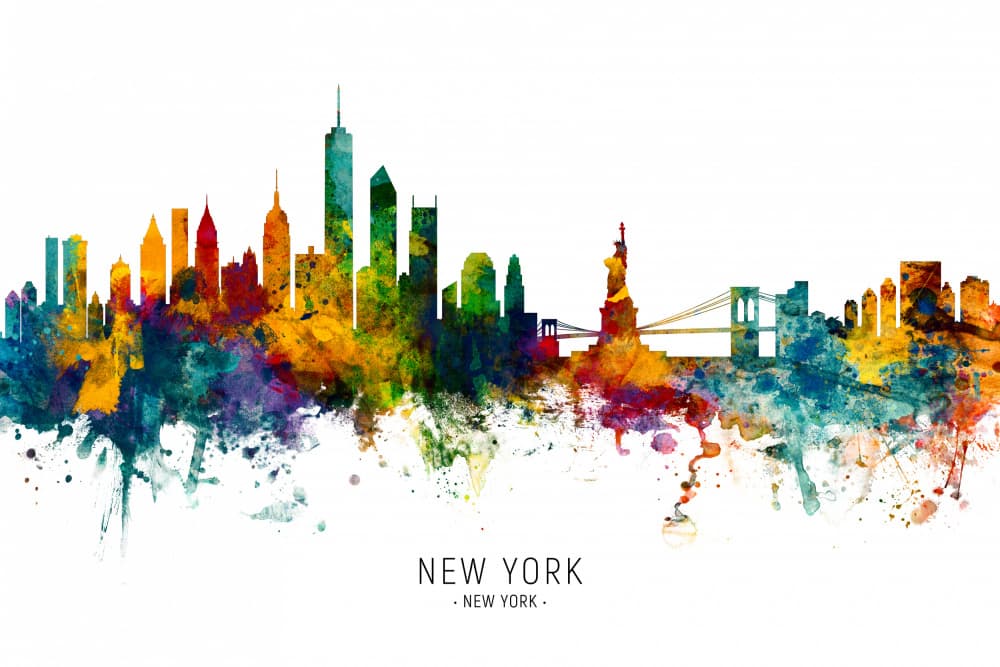 Vibrant New York Skyline by Michael Tompsett — canvas wall art