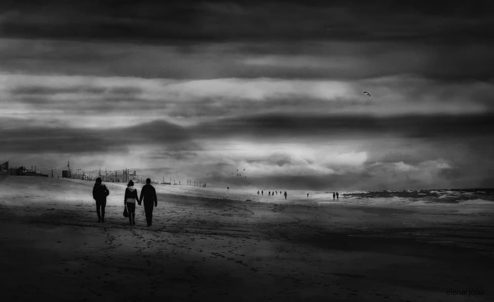 Moody Beach Walk by Elena Arjona — canvas wall art