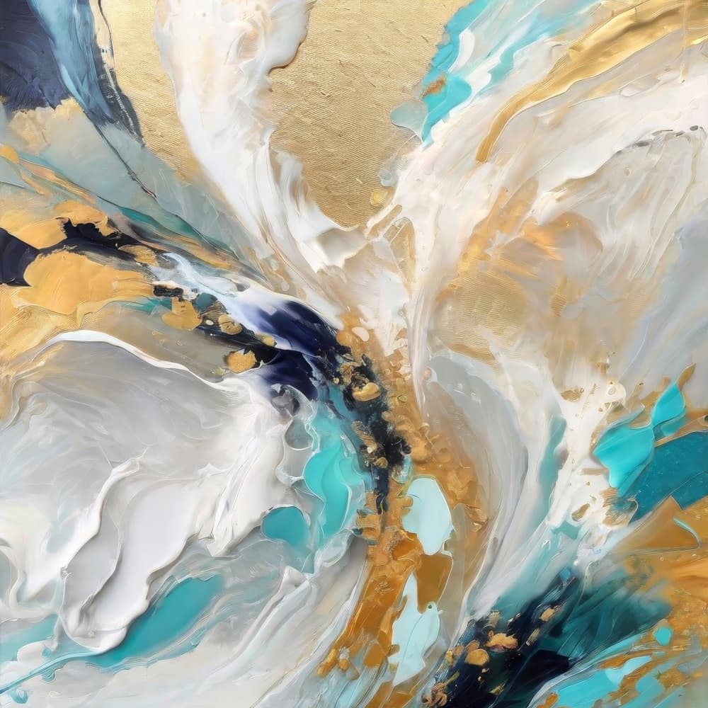 Dynamic Gold Teal Abstract by Alpenglow Workshop — canvas wall art