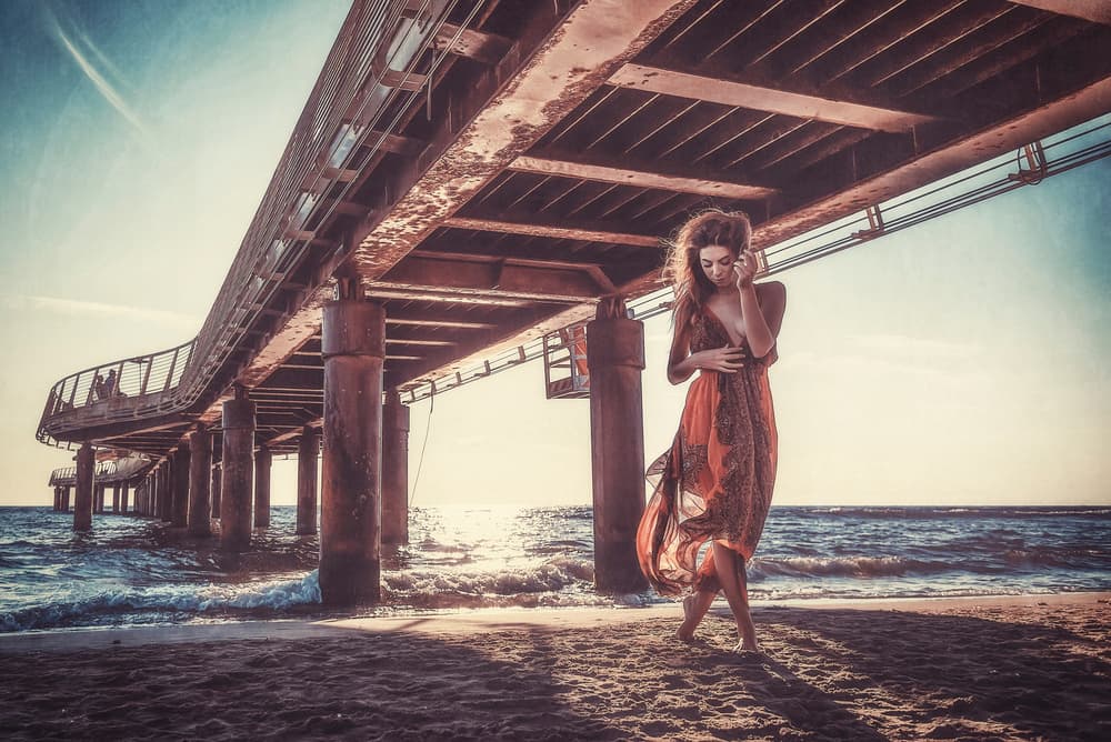 Dreamy Beach Pier Walk by Traven Milovich — canvas wall art