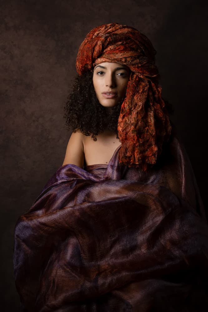 Elegant Turban Portrait by Joan Gil Raga — canvas wall art