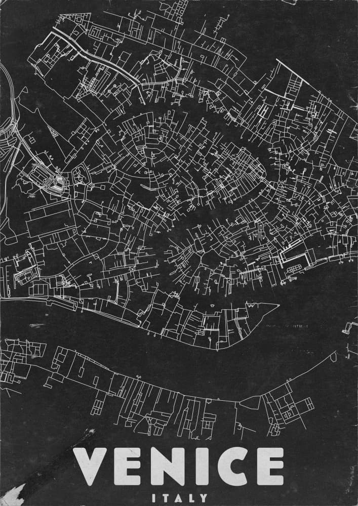 Venice City Map by Nicholas — canvas wall art