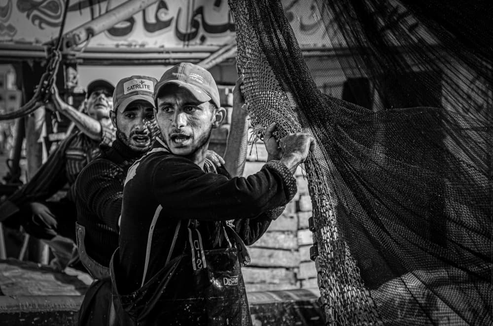 Fishermen Pulling Net by Yasmin Elsharma — canvas wall art