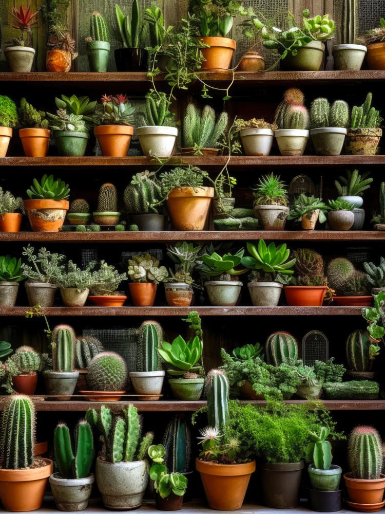 Vibrant Succulent Shelves by Justyna Jaszke — canvas wall art