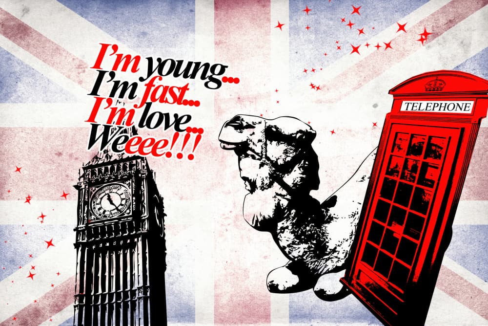 Young Love London Camel by Rafal Kulik — canvas wall art
