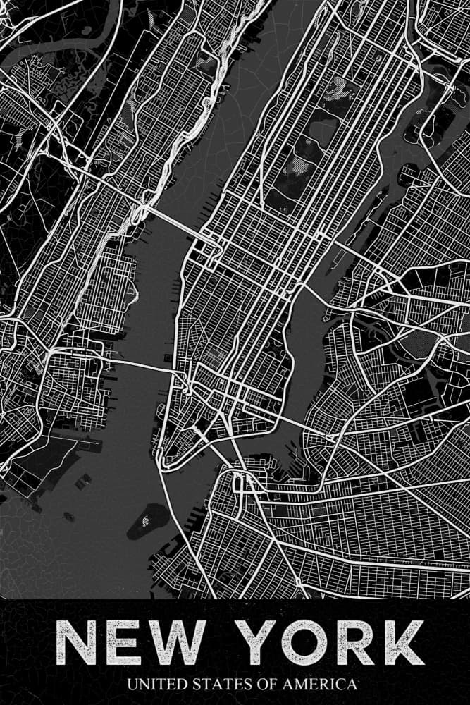 Modern New York Map by StudioSix — canvas wall art