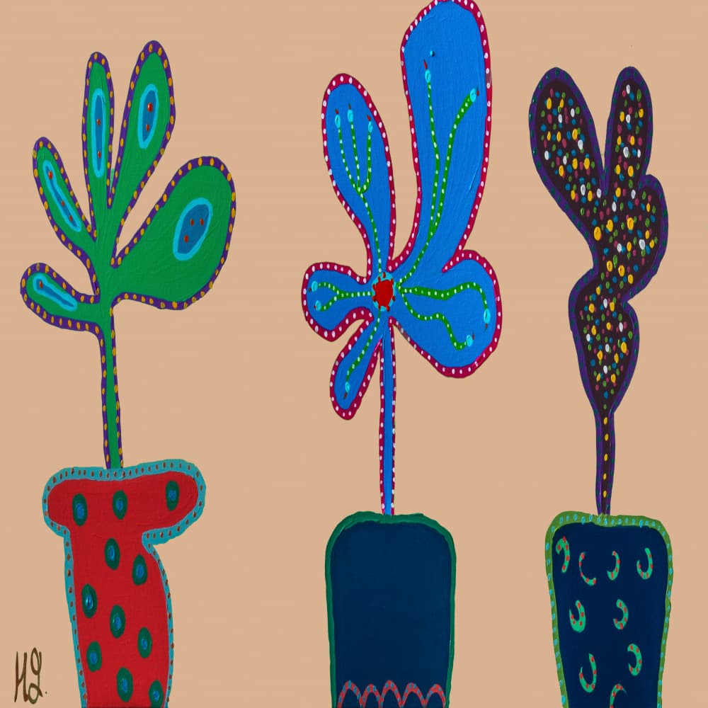 Whimsical Potted Plants by Helen Joynson — canvas wall art