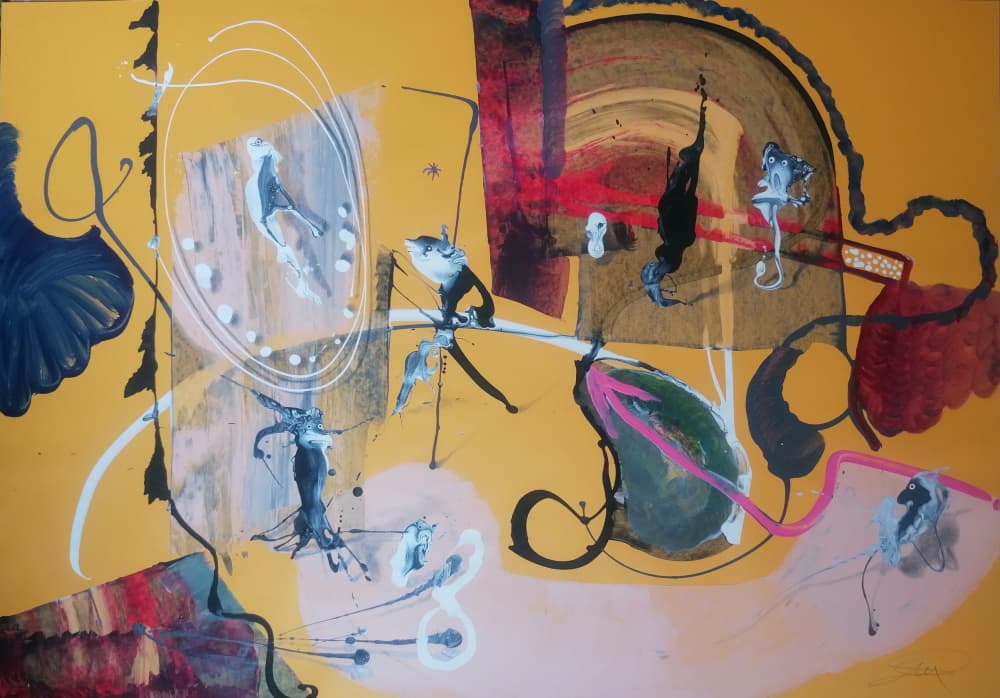 Dynamic Yellow Abstract by Stefano Mazzolini — canvas wall art