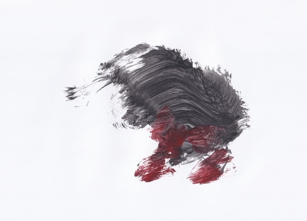 Dynamic Grey Red Brushstrokes by Maira Ribena — canvas wall art
