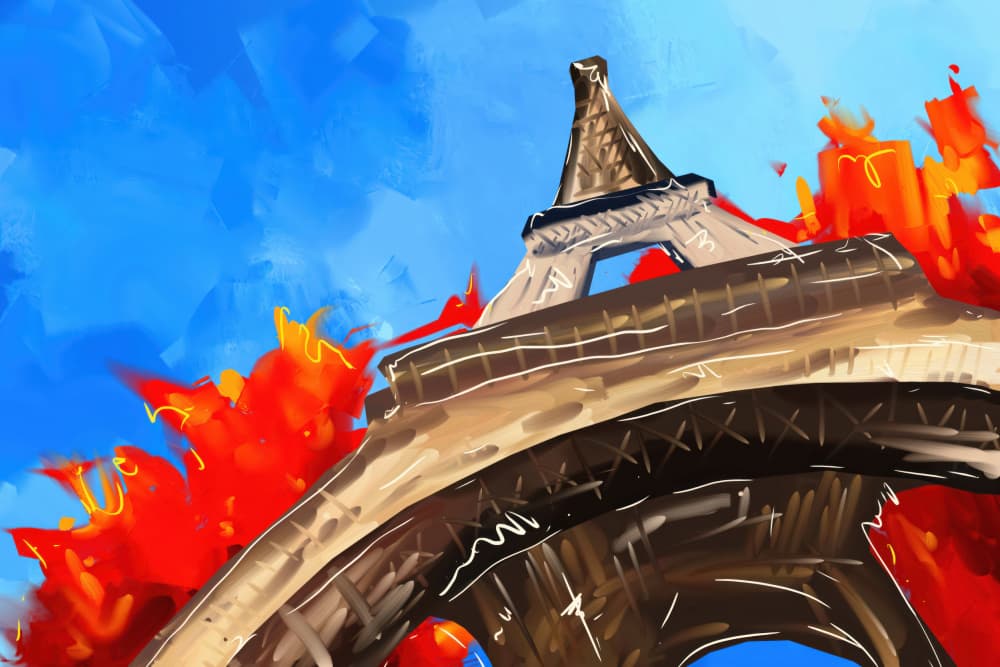 Eiffel Tower Burning by Rafal Kulik — canvas wall art
