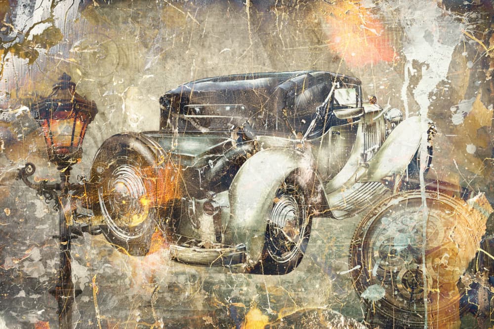 Vintage Car Lamplight by Rafal Kulik — canvas wall art