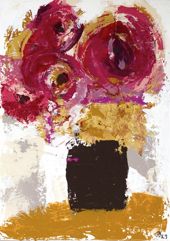 Vibrant Gold Flowers by Tove Höglund — canvas wall art