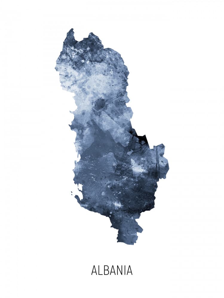 Textured Albania Map by Michael Tompsett — canvas wall art