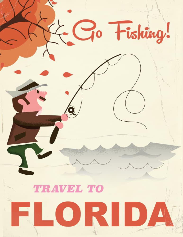 Retro Florida Fishing by Nicholas — canvas wall art