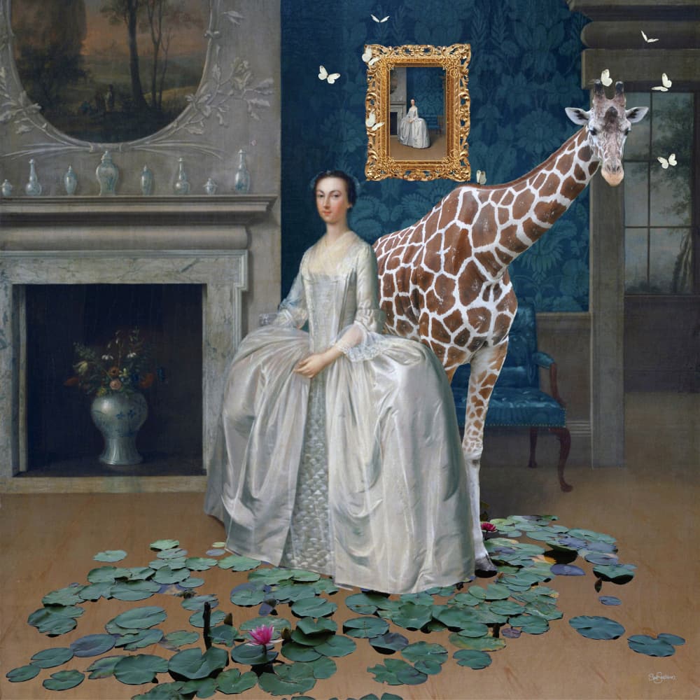 Elegant Lady and Giraffe by Sue Skellern — canvas wall art
