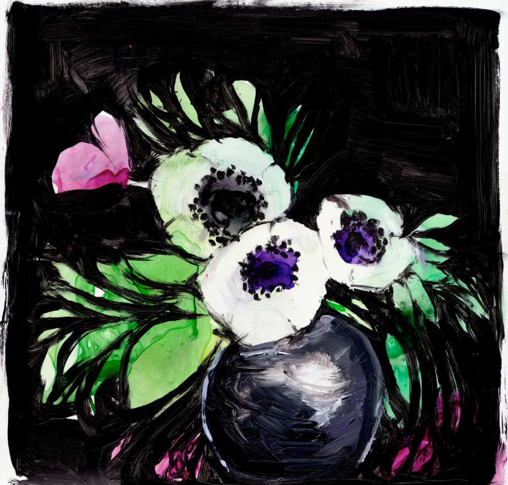 Vibrant Anemones Painting by Christine Lindstrom — canvas wall art