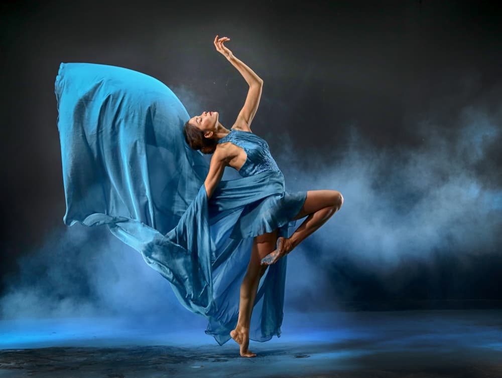 Flowing Blue Dance by Angela Muliani Hartojo — canvas wall art