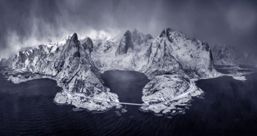 Snowy Mountain Roads by Michael Zheng — canvas wall art