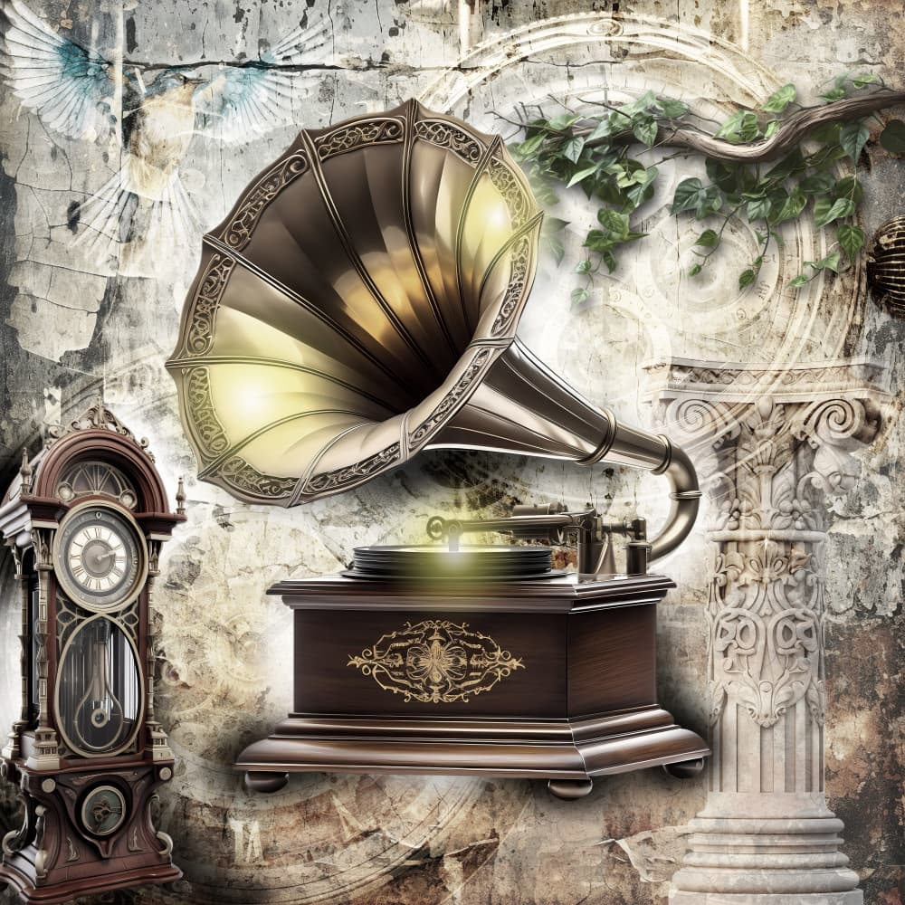 Elegant Gramophone Reverie by Rafal Kulik — canvas wall art