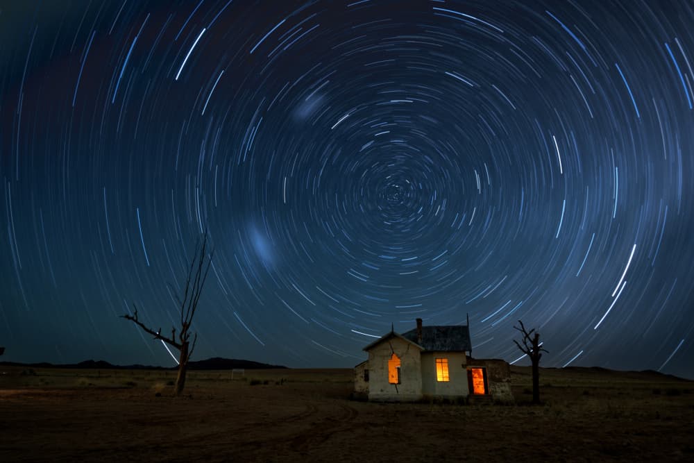 Star Trails Over Old House by Siyu_Wei APA — canvas wall art