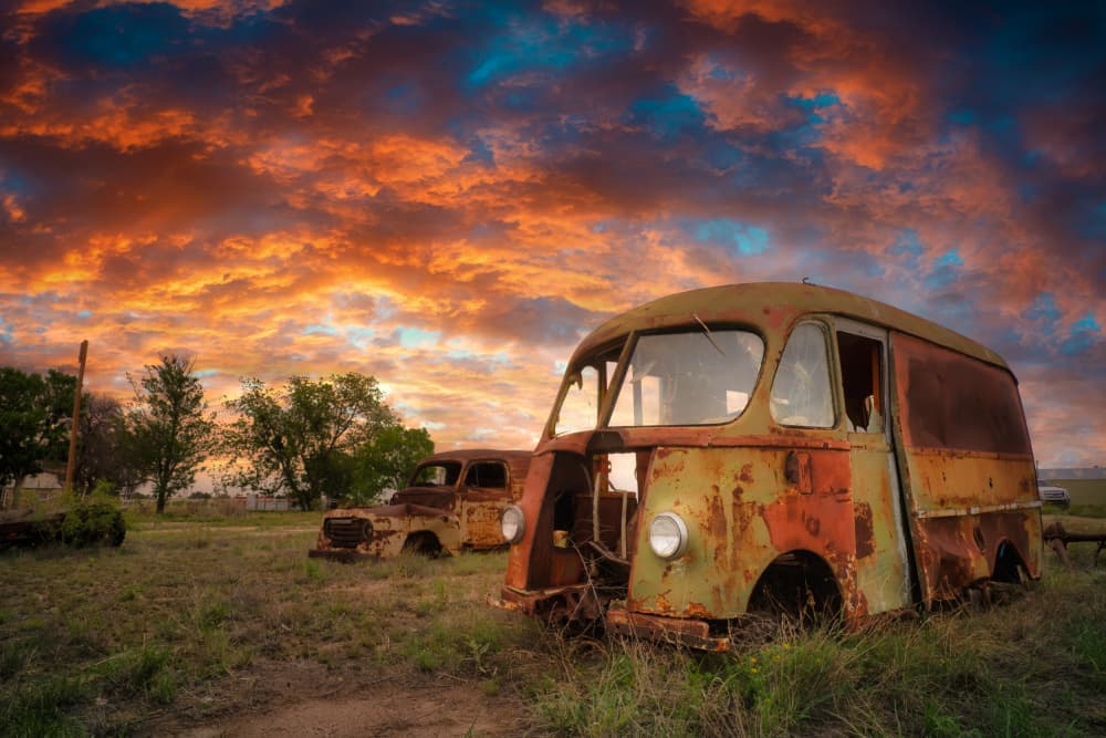 Rusty Van Golden Sunset by Don Peach — canvas wall art