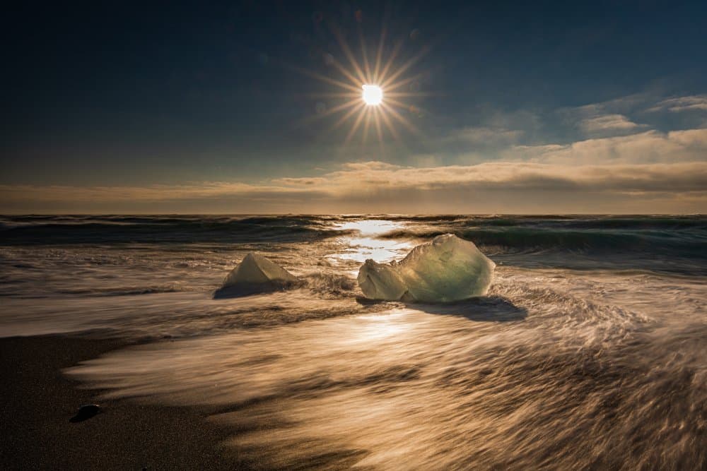 Sunlit Ice Beach by Isam Telhami — canvas wall art