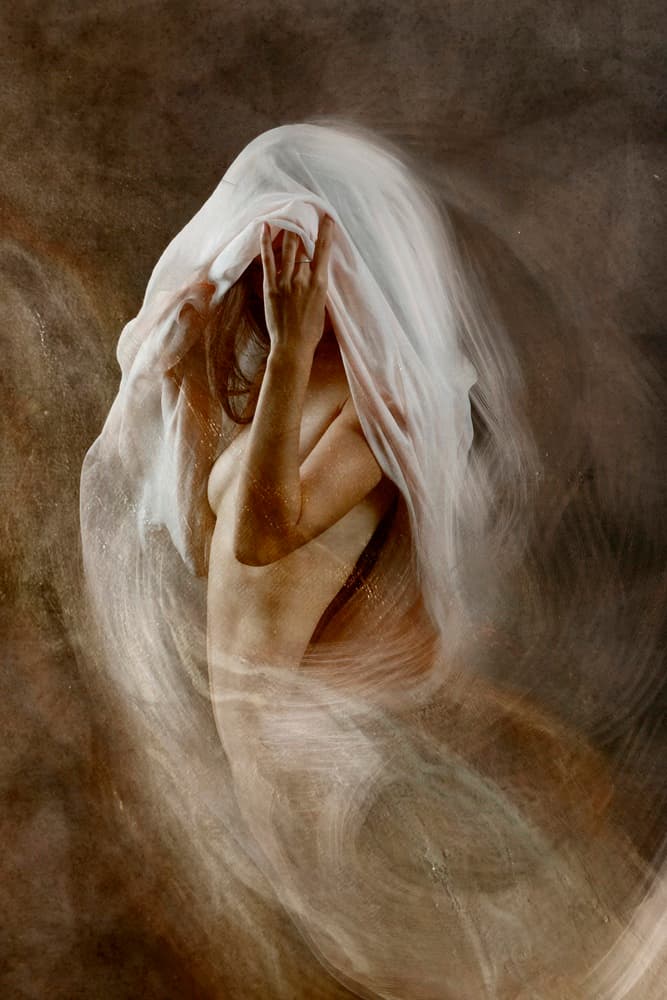 Veiled Woman Ethereal Flow by Olga Mest — canvas wall art