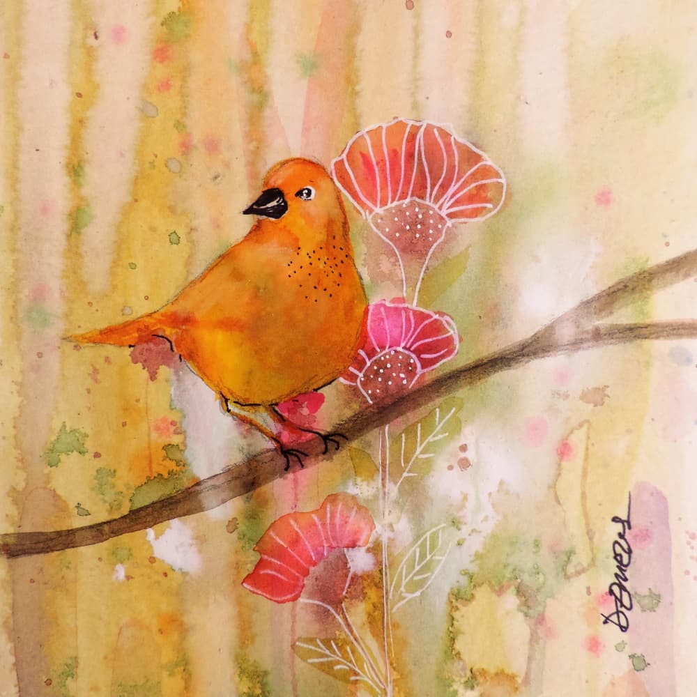 Vibrant Orange Bird by Sylvie Demers — canvas wall art