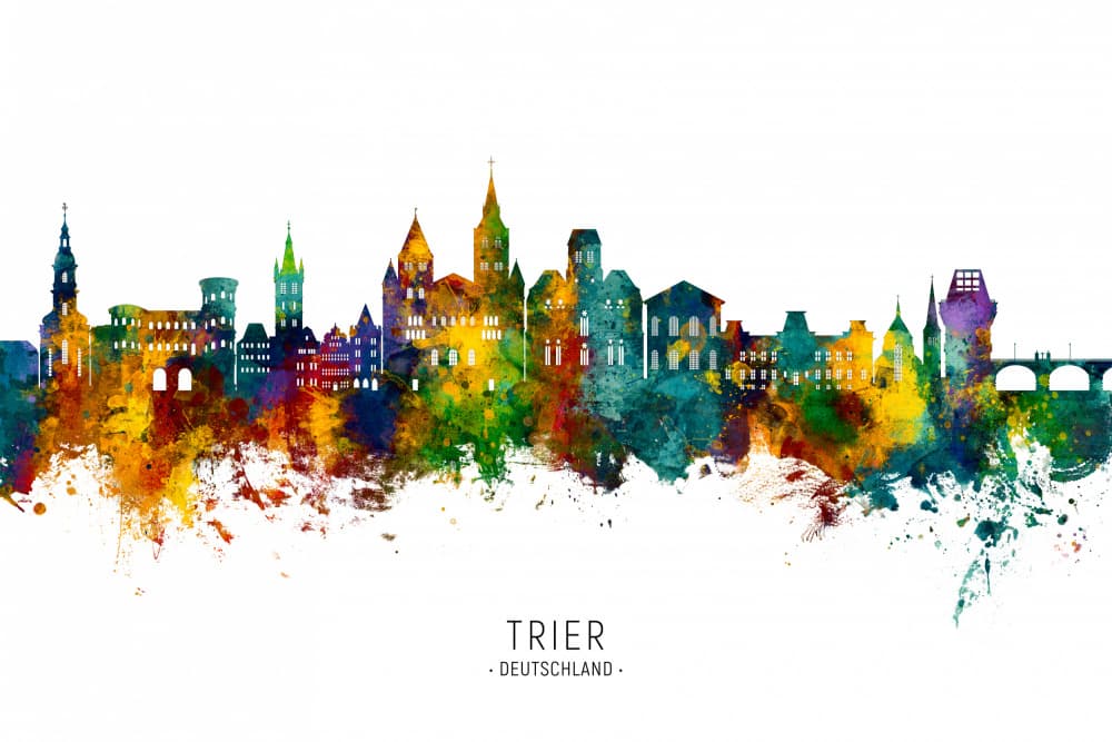 Vibrant Trier Watercolor by Michael Tompsett — canvas wall art