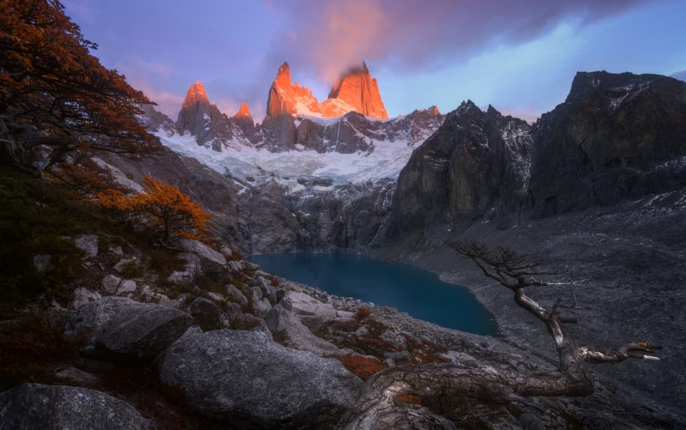 Fitz Roy Alpenglow Sunrise by Tomasz Rojek — canvas wall art