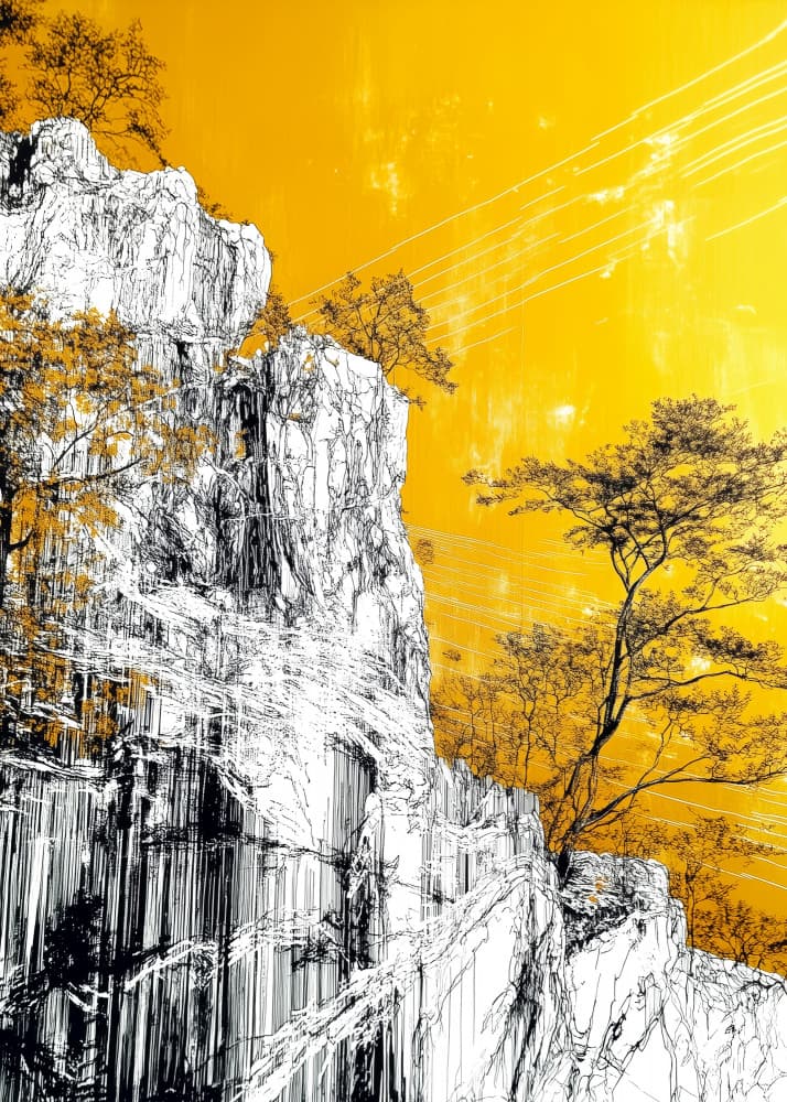 Golden Cliffs Sketch by Justyna Jaszke — canvas wall art