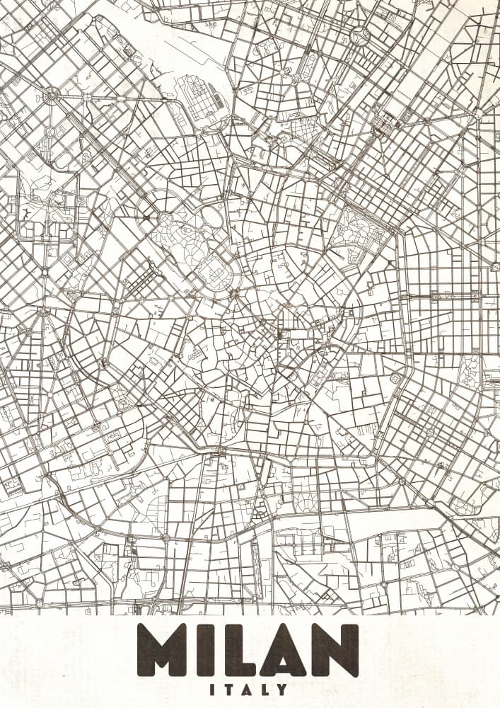 Milan Italy Map by Nicholas — canvas wall art