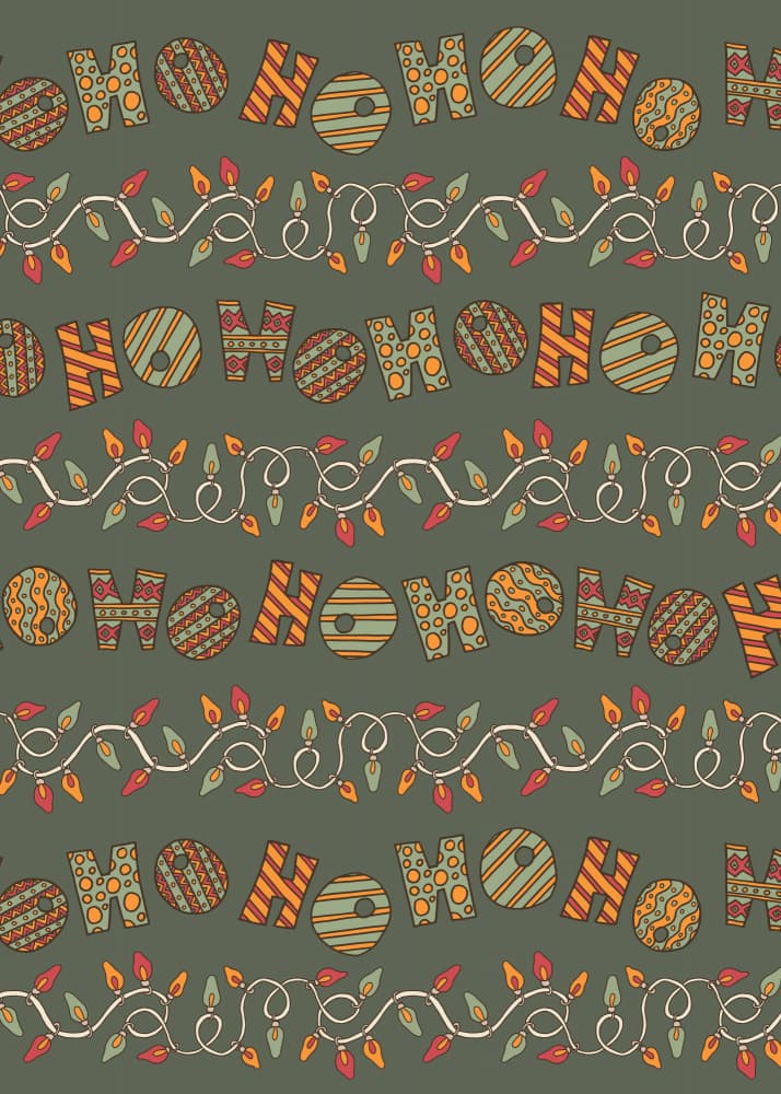 Festive Ho Ho Ho Lights by Olena Kovalova — canvas wall art