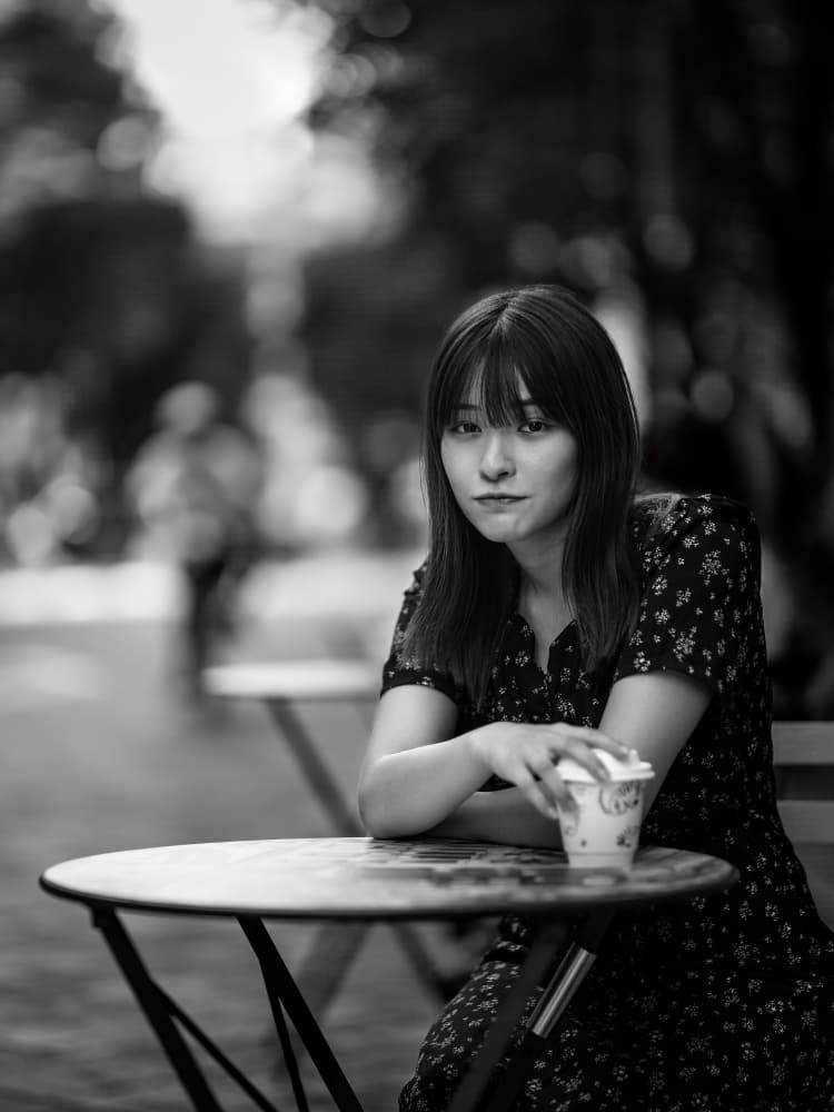 Thoughtful Cafe Woman by Yuzo Fujii — canvas wall art